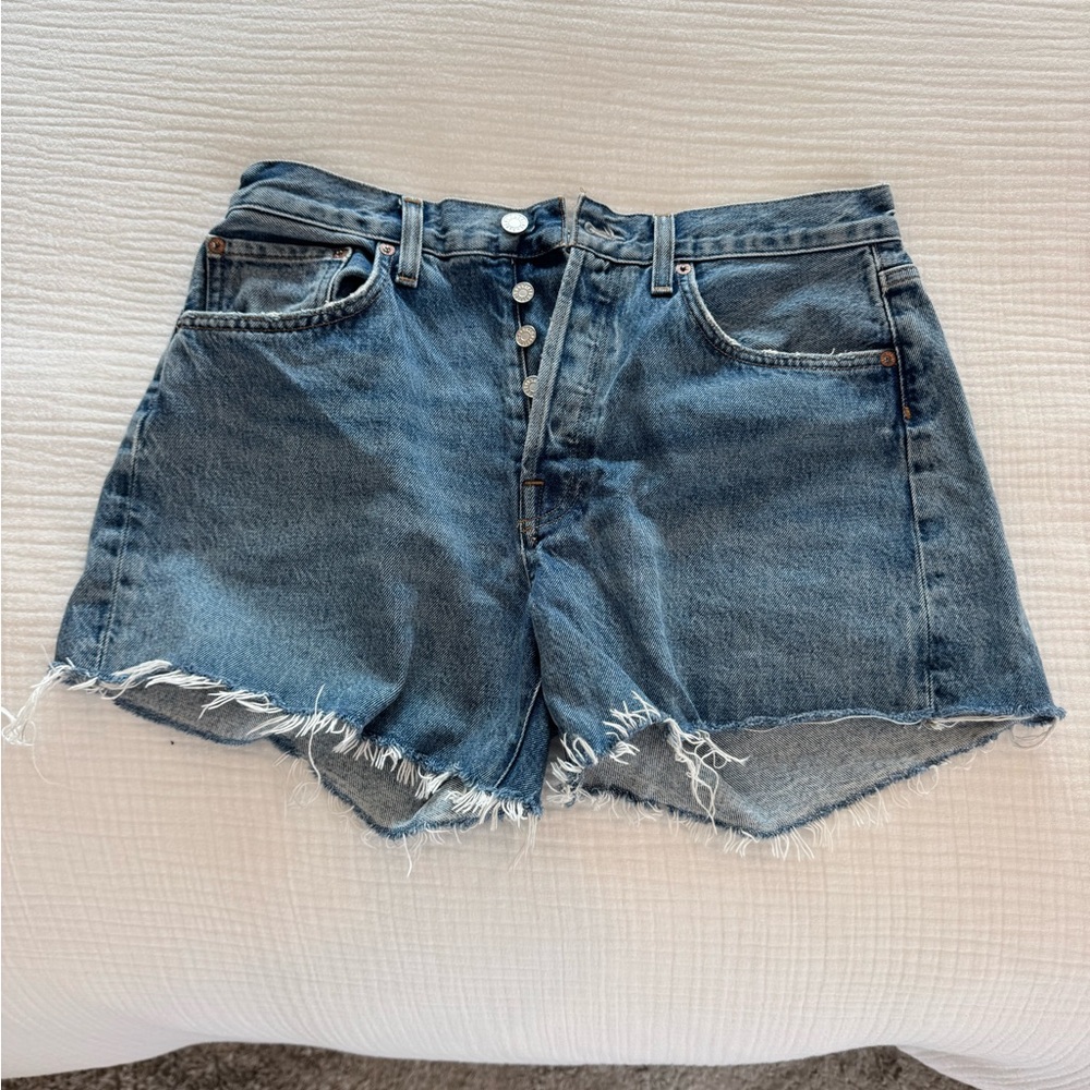 Agolde Blue Jean Shorts Distressed Cut-Offs
